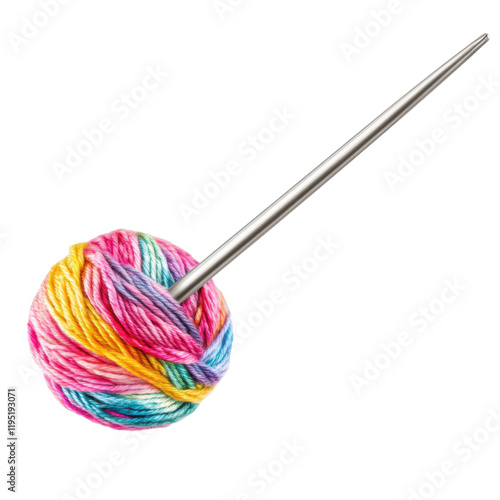 Colorful Yarn Ball and Knitting Needle in Focus photo