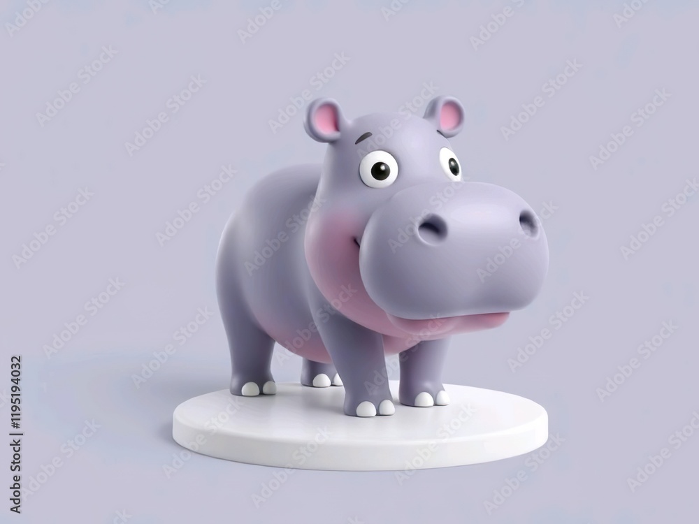 Baby cute hippo cartoon 3d rendering illustration Baby cute hippo cartoon 3d rendering illustration