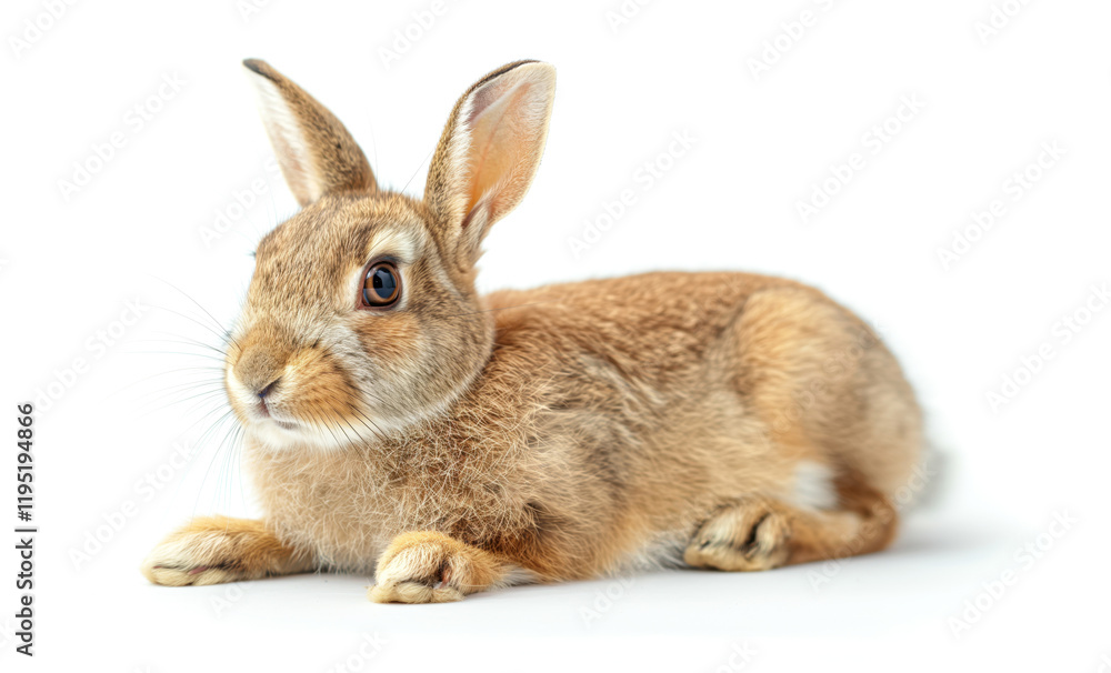 Obraz premium Brown hare (Lepus europaeus) isolated on white background. Baby hare. Rabbit on white background. Wild herbivore. Wildlife. Mammals. Rodent 