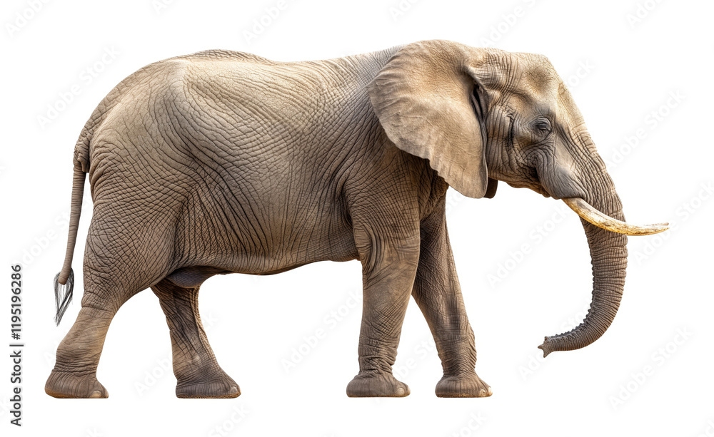 Obraz premium Elephant isolated on white background. Herbivorous mammal. Wildlife. Wild animal.