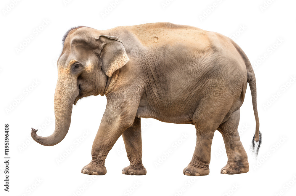 Obraz premium Elephant isolated on white background. Herbivorous mammal. Wildlife. Wild animal.