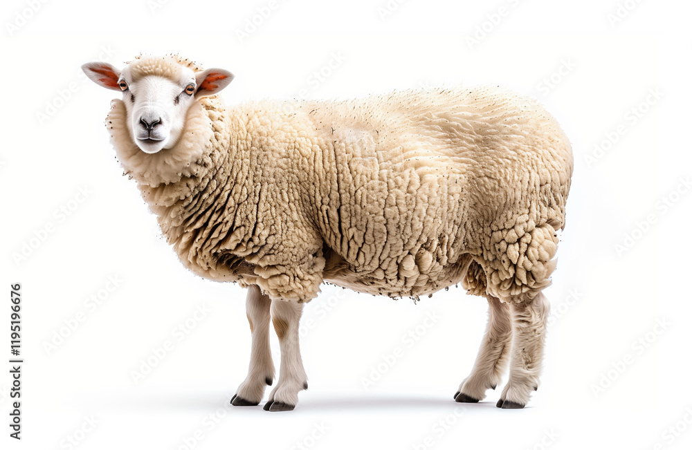 Sheep isolated on white background. Herbivorous mammal. Domestic animal. Even-toed ungulate. Farming
Sheep isolated on white background. Herbivorous mammal. Domestic animal. Even-toed ungulate. Farming