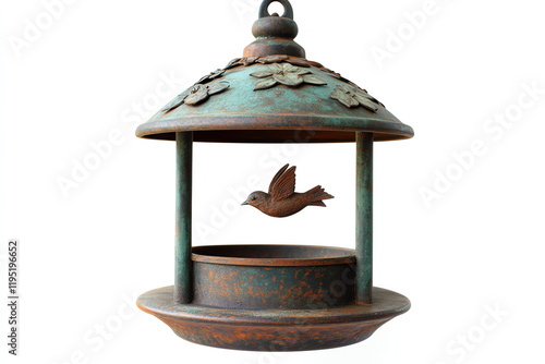 Charming bird feeder with intricate design, perfect for attracting wild birds to your garden or backyard. photo