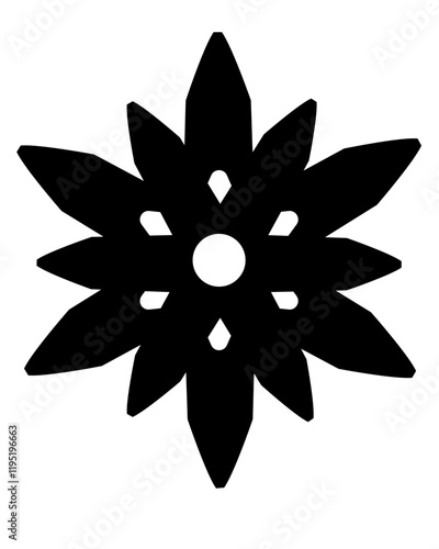 Snowflake, weather phenomenon sign - vector silhouette picture for logo or pictogram. Snowflake for sign or icon	