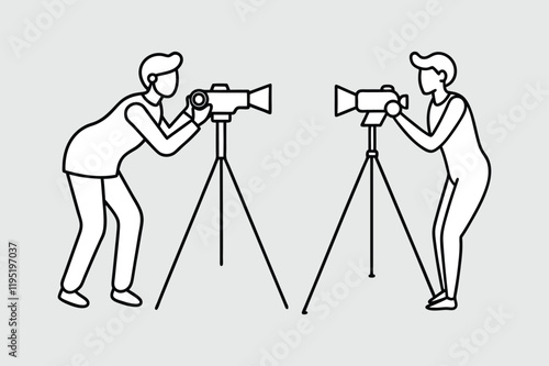 Photographer using line drawing icon.
