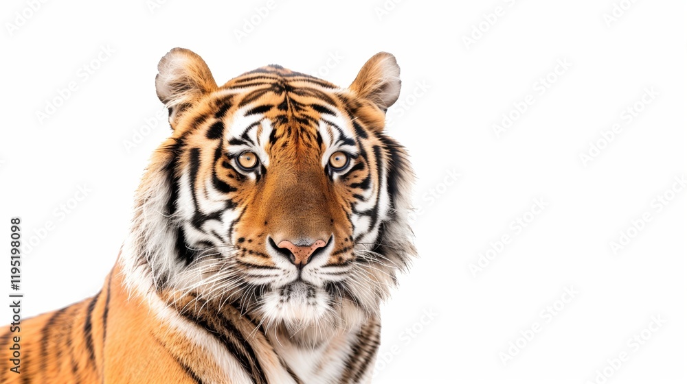 Fototapeta premium Tiger on white background. Cat family. Wildlife. Predatory animal. Mammals. 