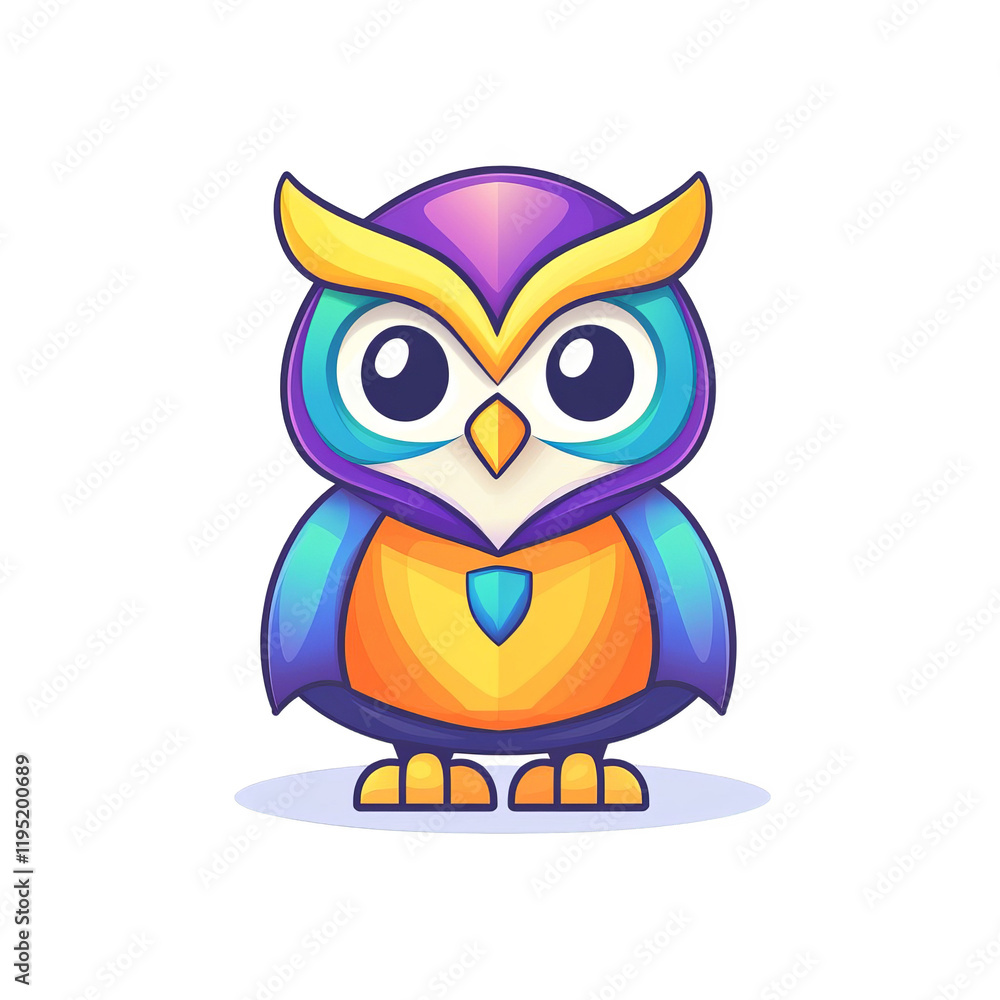 Playful cartoon owl character digital art bright colors whimsical environment front view animal concept Playful cartoon owl character digital art bright colors whimsical environment front view animal concept