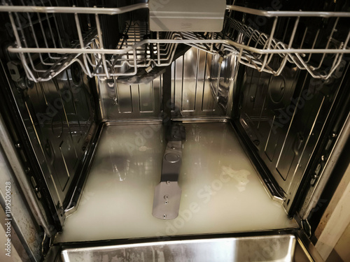The water discharge sensor has malfunctioned and the dishwasher is filled with water. Dishwasher giving an error message that has malfunctioned..