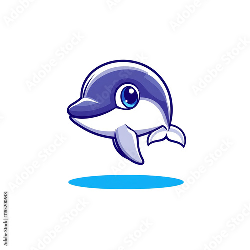 Dolphin playfully leaping marine habitat animated illustration underwater scene whimsical design