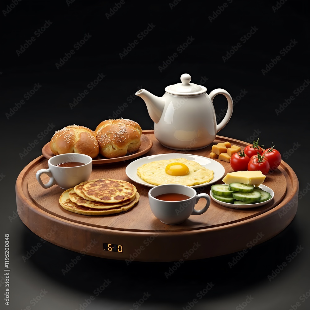 breakfast with tea and cookies