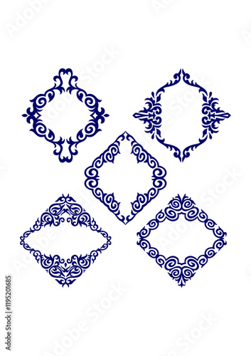set of rhombus ornaments, frames