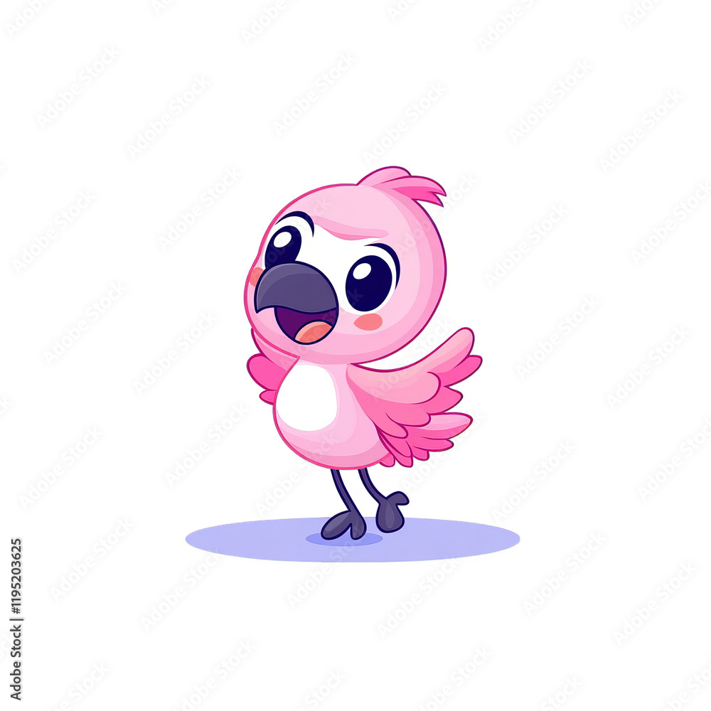 Obraz premium Playful pink bird dancing in a whimsical environment cartoon style cheerful vibe