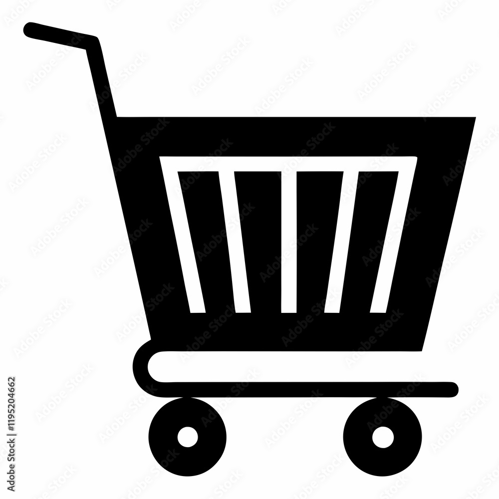 Commerce Cart Black Silhouette Vector Commerce Cart Black Silhouette Vector