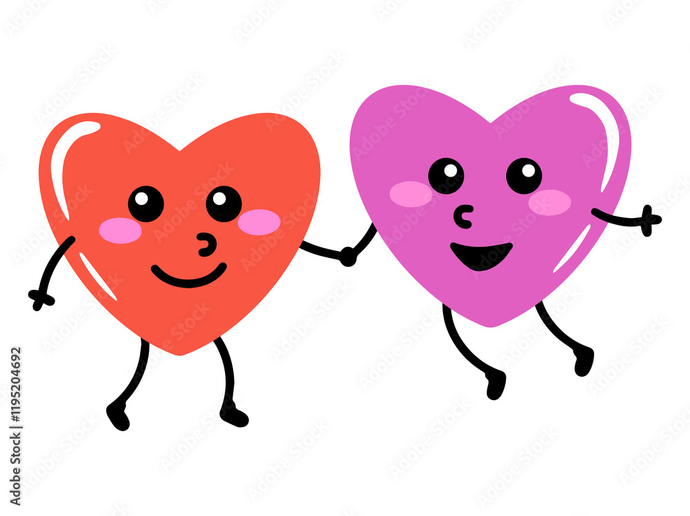 Fototapeta premium Valentine Heart Couple Cartoon Illustration