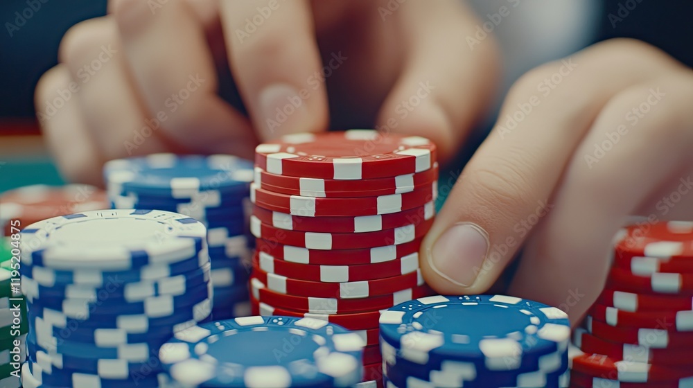 A player's screen showing a winning poker hand, with chips stacking up and expressions of joy and disbelief as they win big. A player's screen showing a winning poker hand, with chips stacking up and expressions of joy and disbelief as they win big.