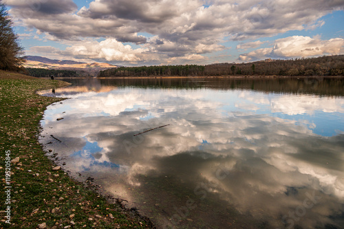 nature sceneries over the lake pertusillo coastline, Grumento nove, Potenza photo