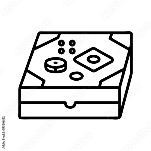 game night pizza box icon, game night pizza box line art - simple line art of game night pizza box, perfect for game night pizza box logos and icons and themed design 