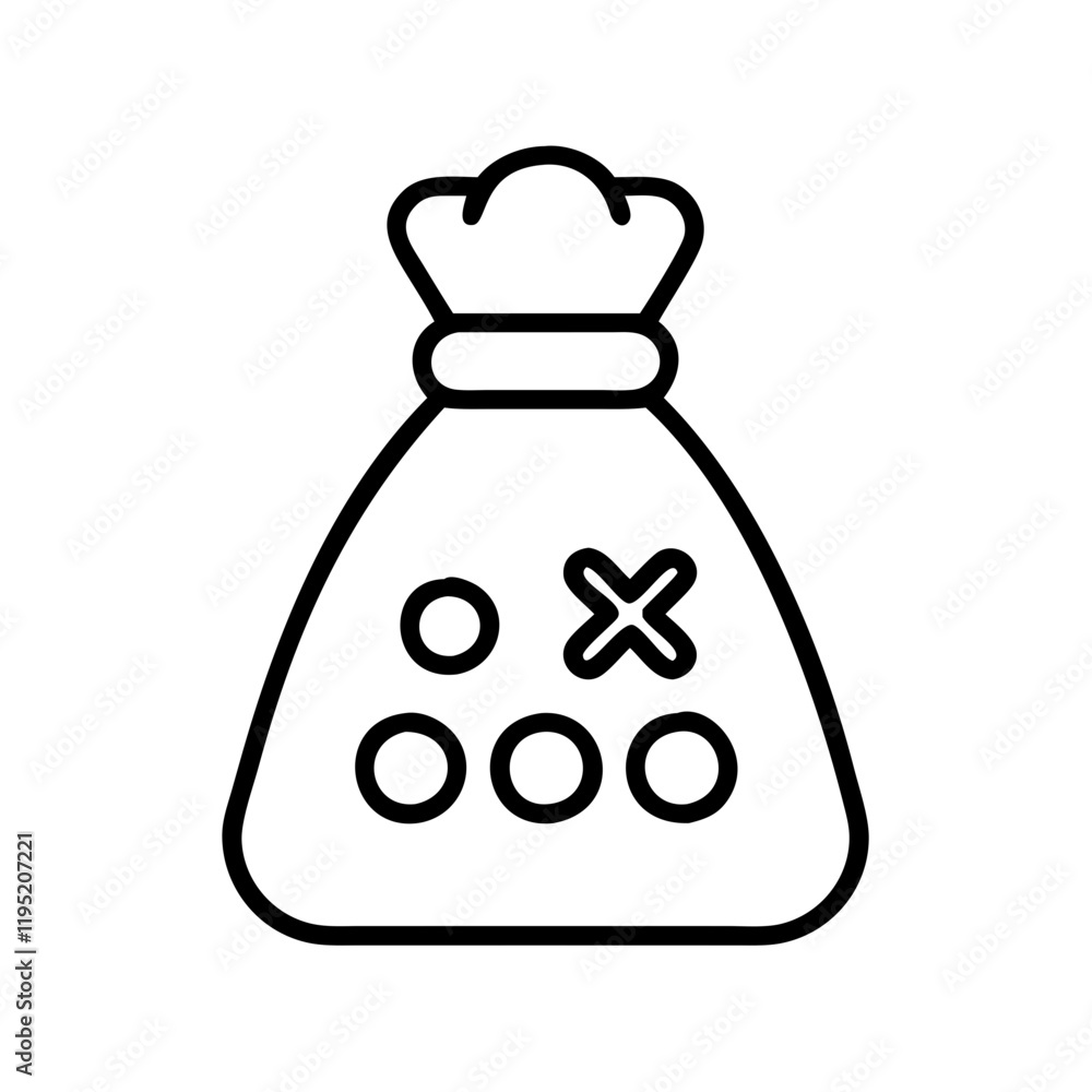 Obraz premium game piece bag icon, game piece bag line art - simple line art of game piece bag, perfect for game piece bag logos and icons and themed design 