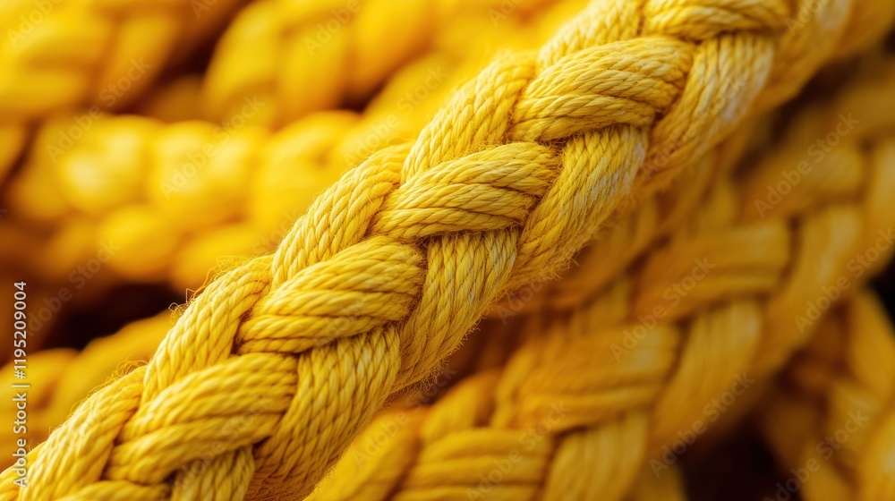 Golden Braided Rope Texture: A Close-Up View of Yellow Nautical Cordage Golden Braided Rope Texture: A Close-Up View of Yellow Nautical Cordage