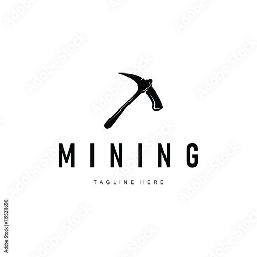 mining logo illustration concept black silhouette mining equipment simple vintage classic labor template design