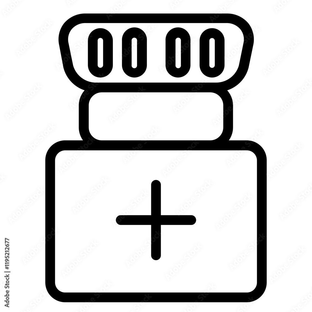 Obraz premium Pill Jar Medicine Line Icon