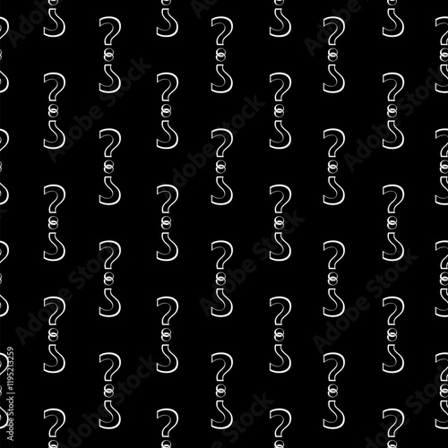 Simple question mark symbol pattern seamless isolated on black background