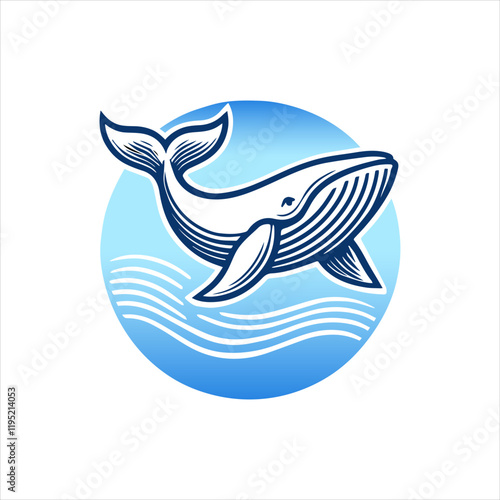 Whale in Blue Circle Vector Logo  photo