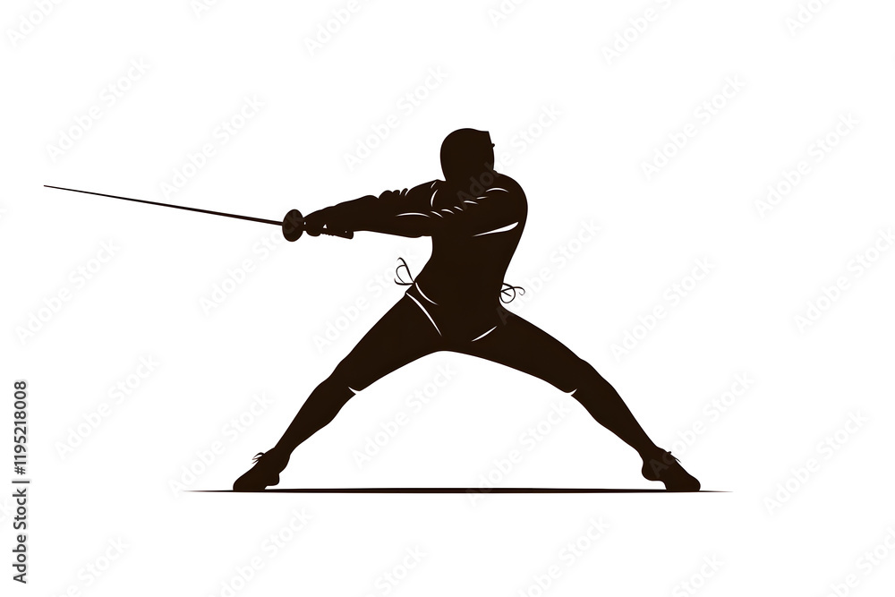 Silhouette of a fencing sports person. Flat illustration isolated on white background Silhouette of a fencing sports person. Flat illustration isolated on white background