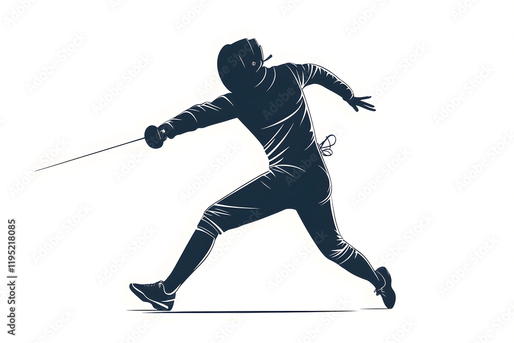 Silhouette of a fencing sports person. Flat illustration isolated on white background Silhouette of a fencing sports person. Flat illustration isolated on white background