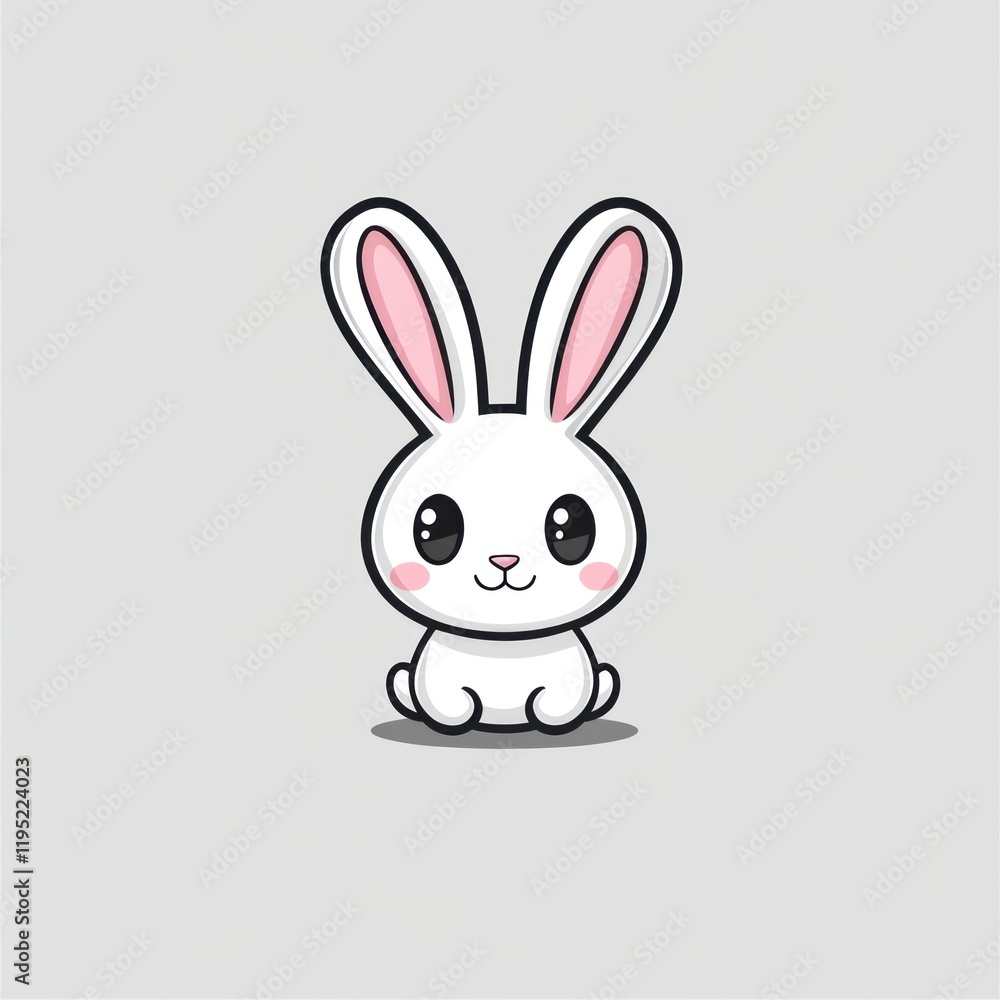 Cute white bunny cartoon illustration, digital art, simple background, children's book Cute white bunny cartoon illustration, digital art, simple background, children's book