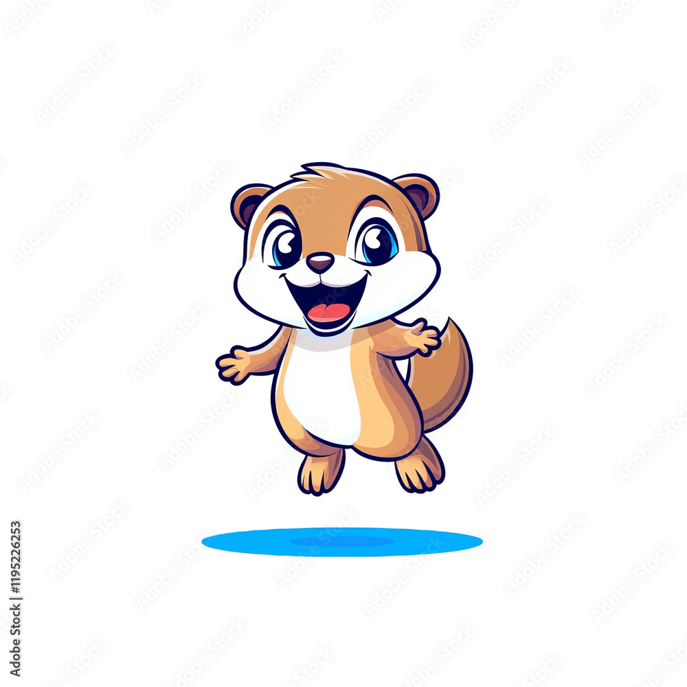 Naklejka premium Playful cartoon animal jumping in a colorful environment illustration for kids vibrant and cheerful scene