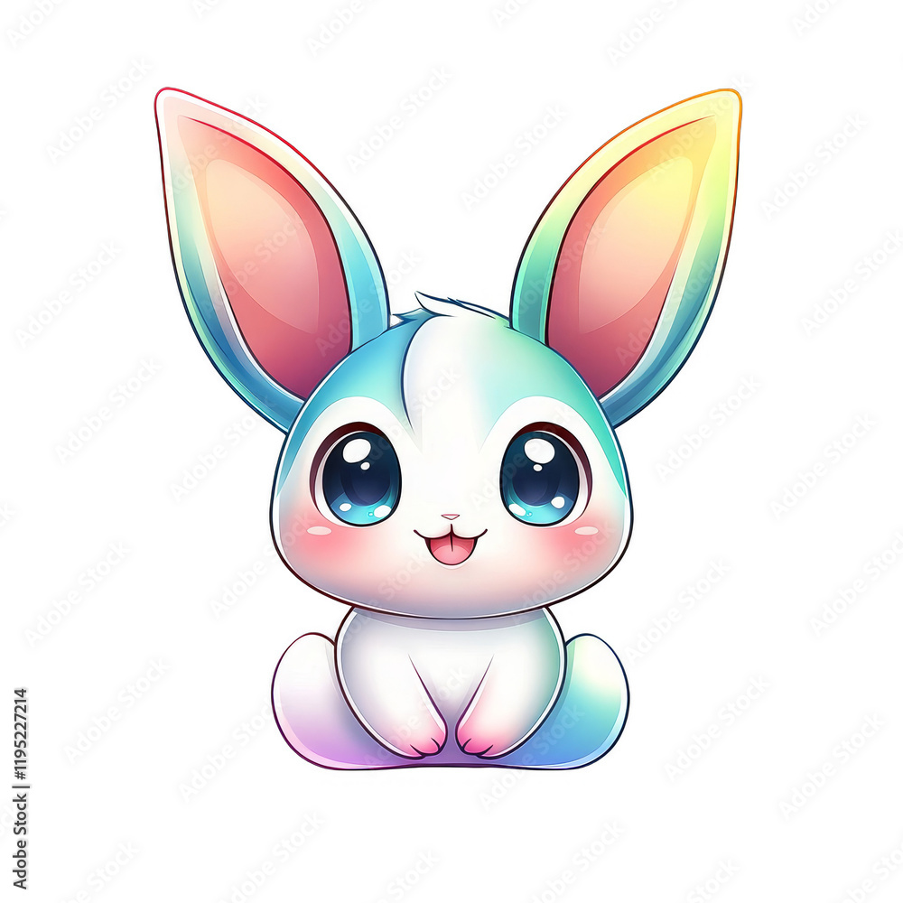 Fototapeta premium Playful cartoon rabbit character digital artwork colorful fantasy environment whimsical viewpoint
