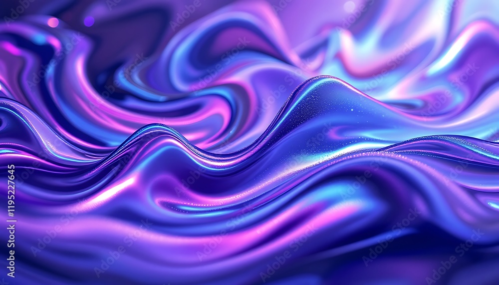Obraz premium Fluid Neon Waves: Abstract Purple and Blue Liquid Swirls
