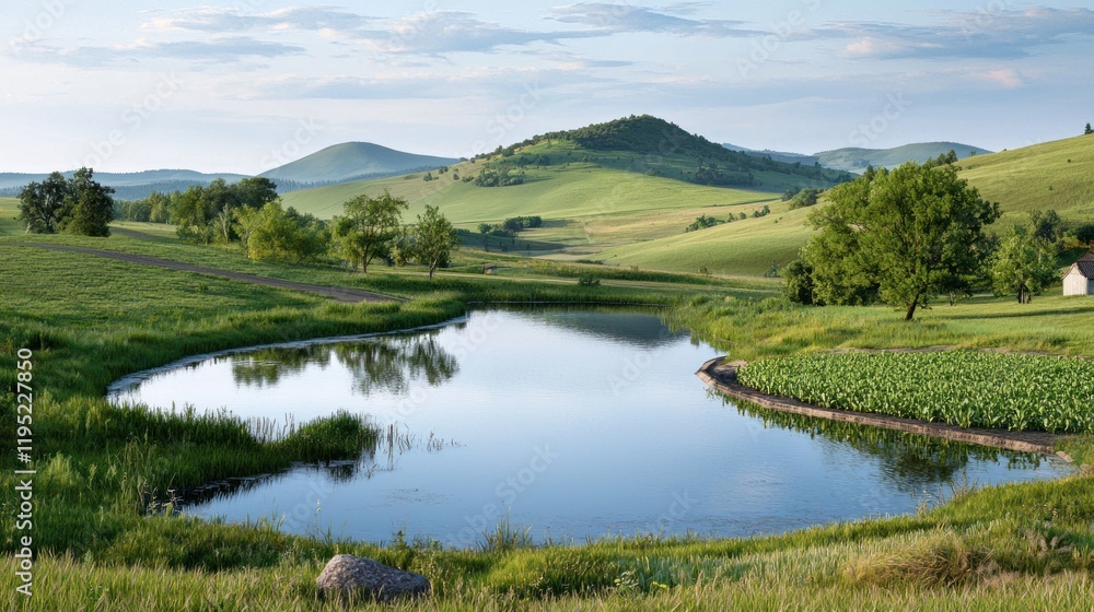 Serene Pond in Rolling Hills Serene Pond in Rolling Hills