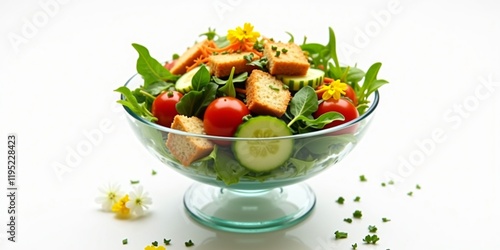 Fresh and Colorful Salad with Arugula, Cherry Tomatoes, and Olive Oil Drizzle photo