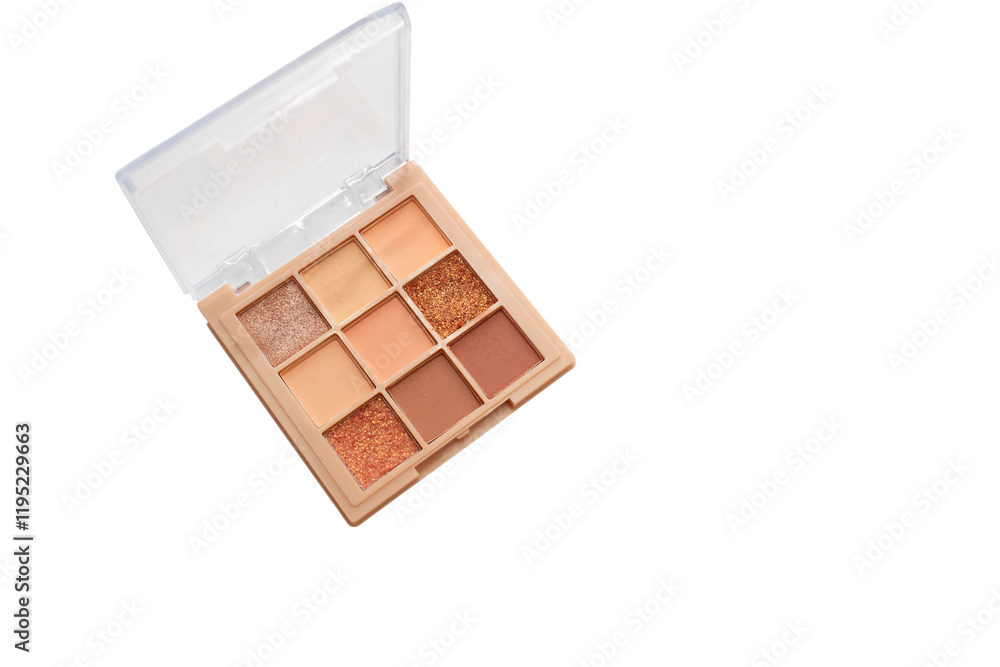 Neutral Eyeshadow Palette with Matte and Shimmer texture, natural colored shades on beige. Set of eyeshadow refills, Top view , makeup, beauty concept Neutral Eyeshadow Palette with Matte and Shimmer texture, natural colored shades on beige. Set of eyeshadow refills, Top view , makeup, beauty concept