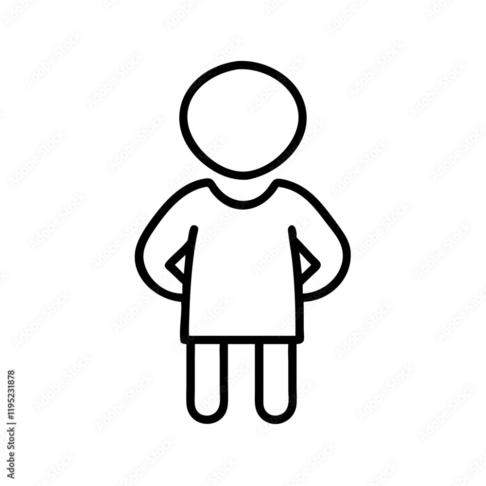 Simple outline icon of a person standing with hands behind back