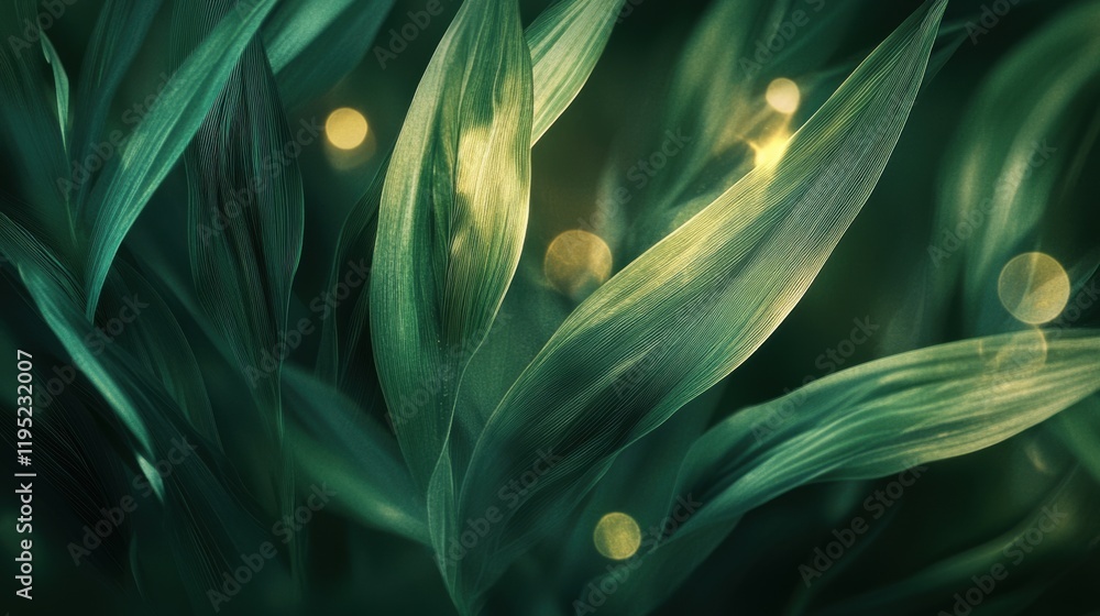 Fototapeta premium Green leaves bokeh light. Generative AI