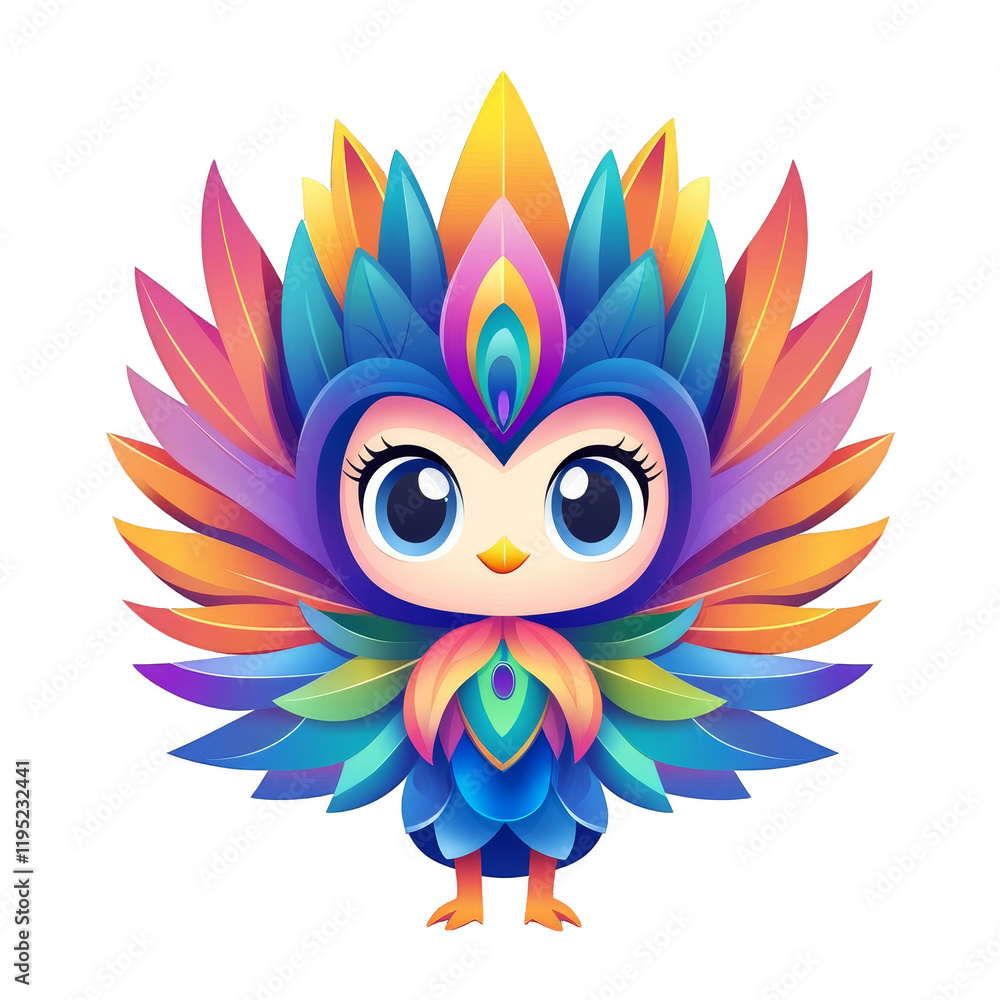 Fototapeta premium Colorful cartoon owl character digital art whimsical style bright colors creative environment fun concept