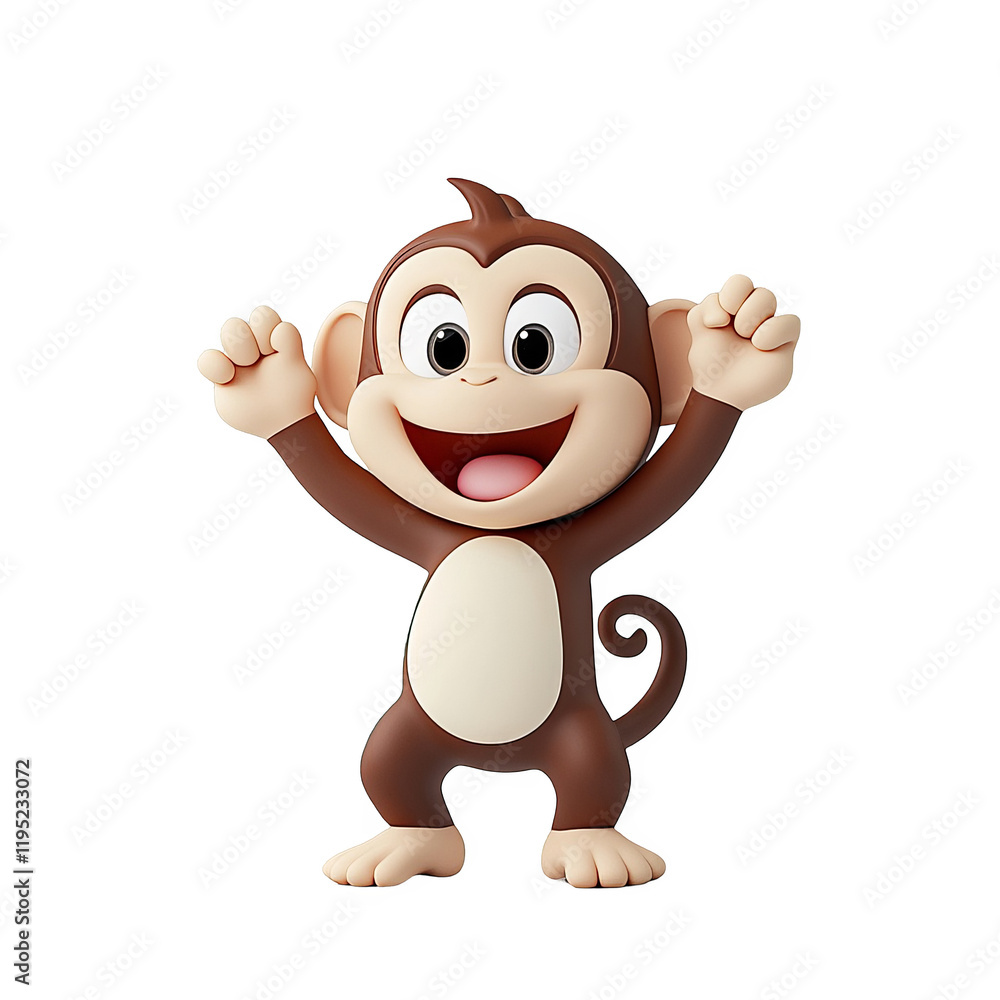 Naklejka premium Playful cartoon monkey character cheerful expression digital art animated viewpoint fun concept
