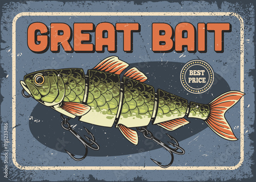 Vintage-style bait for fishing lovers