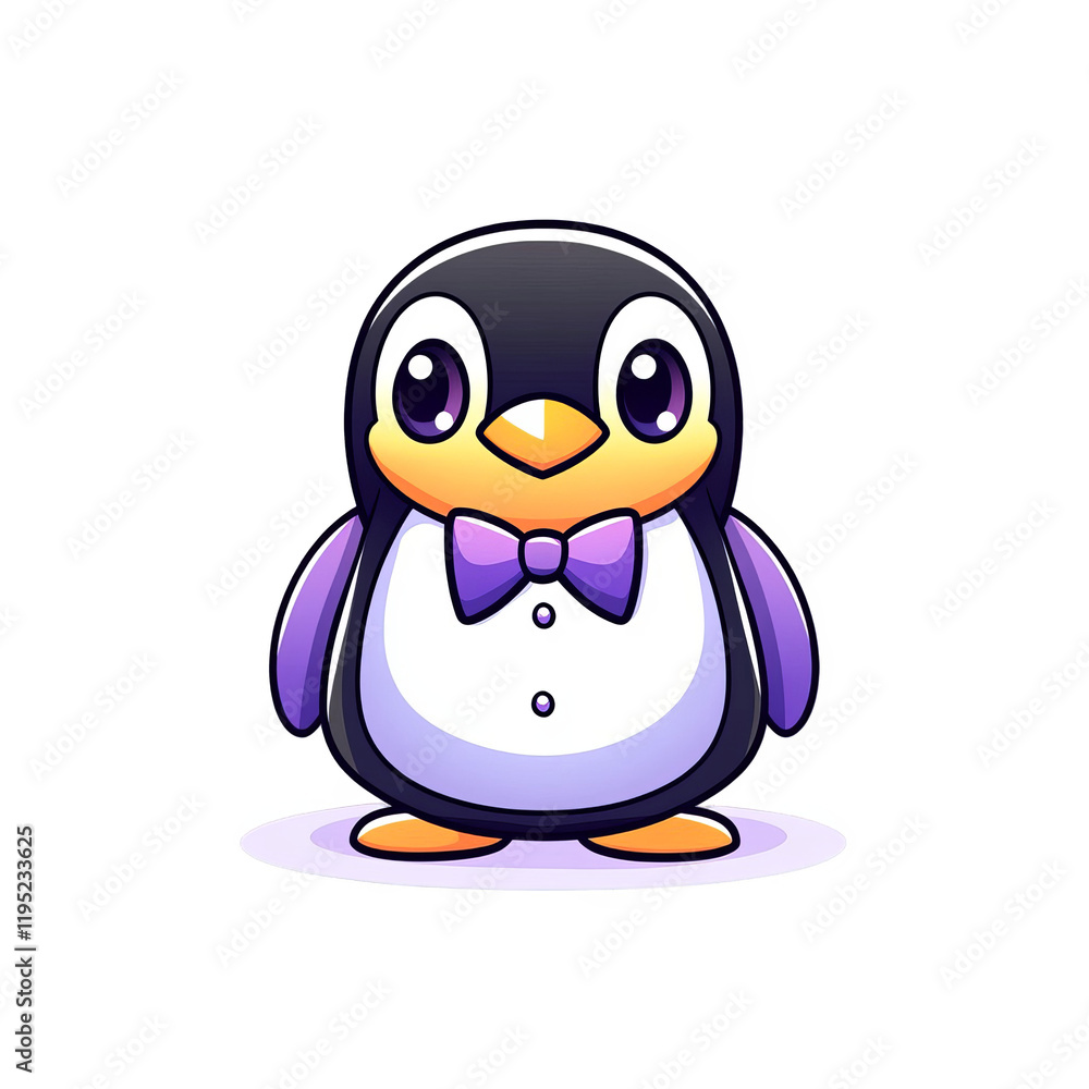 Obraz premium Cute penguin character in a colorful studio digital illustration whimsical environment playful concept