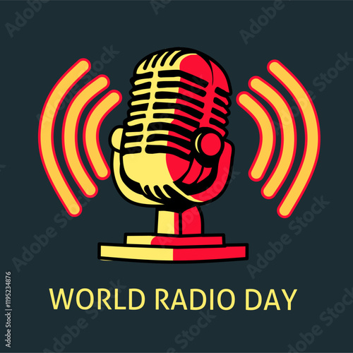 Greeting card design commemorating World Radio Day
