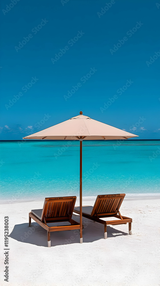 Beach Chairs and Umbrella Illustration Beach Chairs and Umbrella Illustration