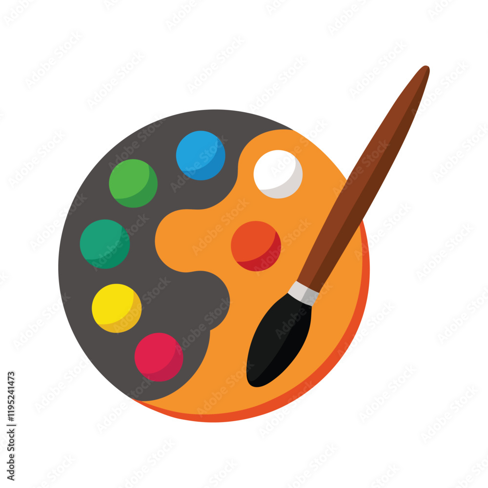 Paint Palette & Brush Vector Illustration Paint Palette & Brush Vector Illustration