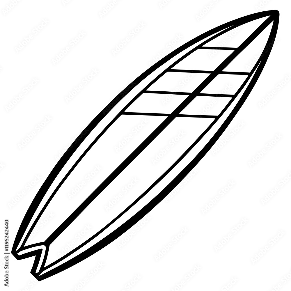 Modern Surfboard Line Illustration Modern Surfboard Line Illustration