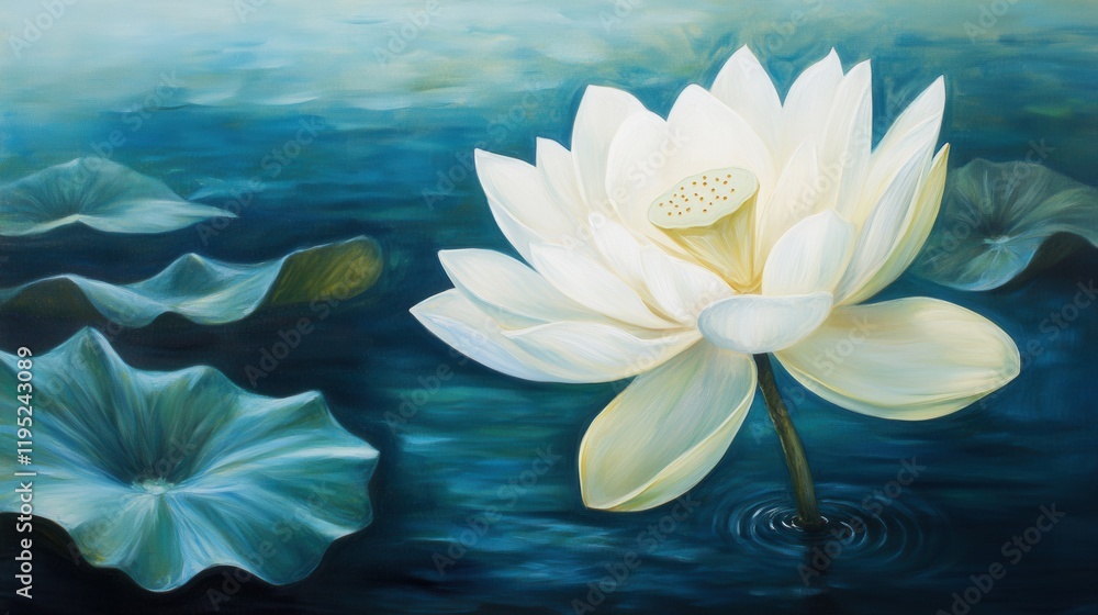 Fototapeta premium Lotus bloom lake water. Generative AI