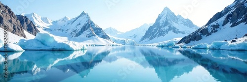 Wallpaper Mural Icy mountain peaks reflect in crystal clear water, crystal, calm, peak Torontodigital.ca