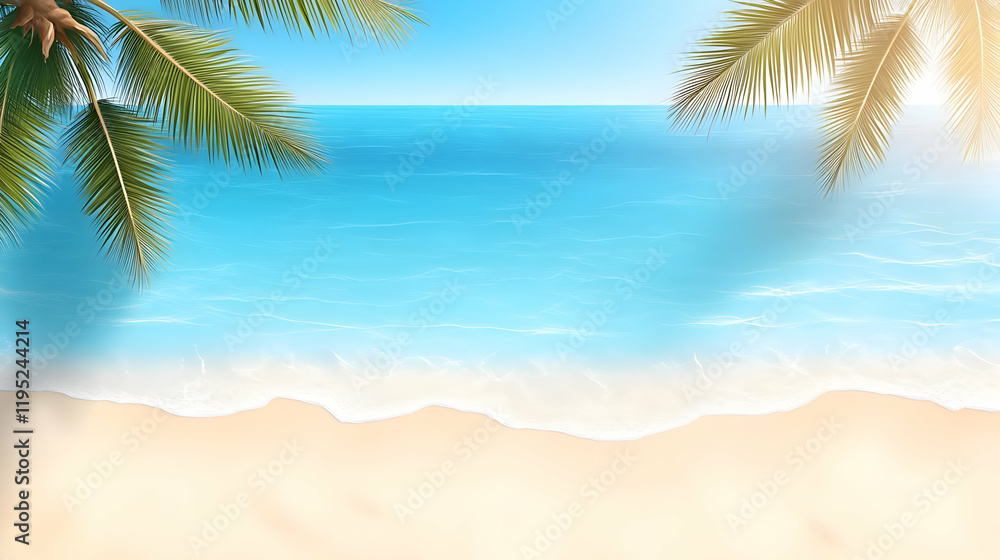 Fototapeta premium Beach Vacation Illustration: Tropical Ocean