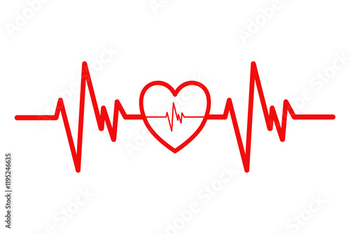 heart beat cardiogram with heart outline style. Vector design
